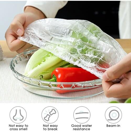 100/200 Pcs Food Storage Bag Elastic Stretchable Adjustable Bowl Cover Waterproof Transparent Shower Thick Swimming Cap