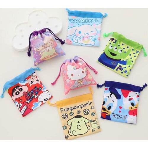 12pcs 2021 cute cartoon drawstring bag drawstring bag small cloth bag storage bag small mini close and portable