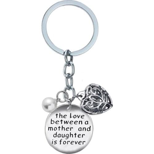 12PC/Lot Mother And Daughter Keychain Hollow Heart Keyring Pearl Key Chain Gifts For Mom Mothers Day Birthday Key Chain Jewelry