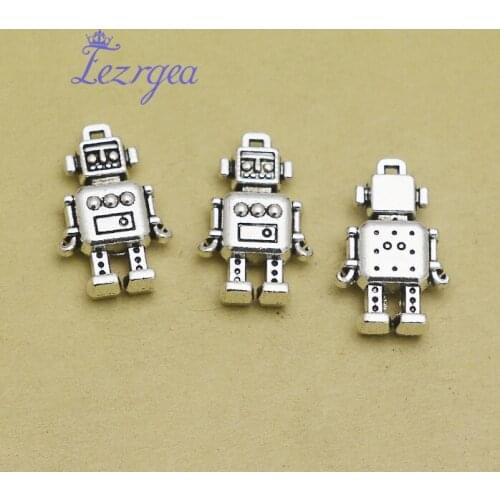 15pcs/lot--12x18mm, robot cham,Antique silver plated robot charms,DIY supplies,Jewelry accessories