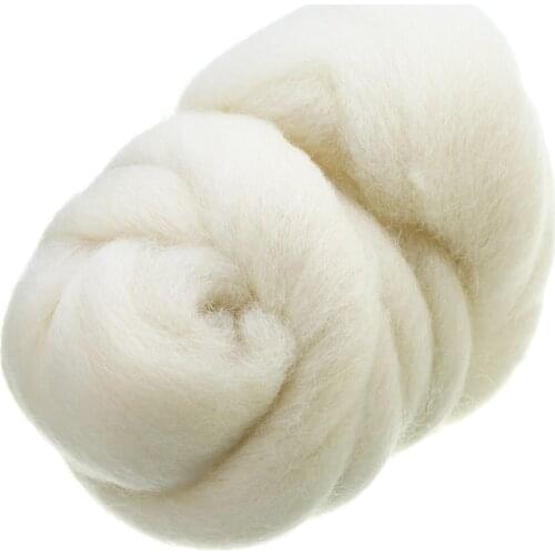 50g Needle Felting Wool Fiber DIY Hand Felting Wool Spinning Needlework Raw Wool Felt Dyed Wool Fiber Tops Roving White
