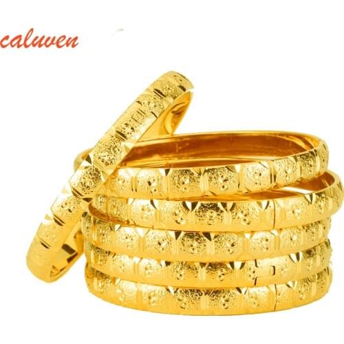6pcs/lot Ethiopian Jewelry Gold Color Bangles Dubai Gold Jewelry Bangles For Women African Bangles & Bracelets for Women Gifts