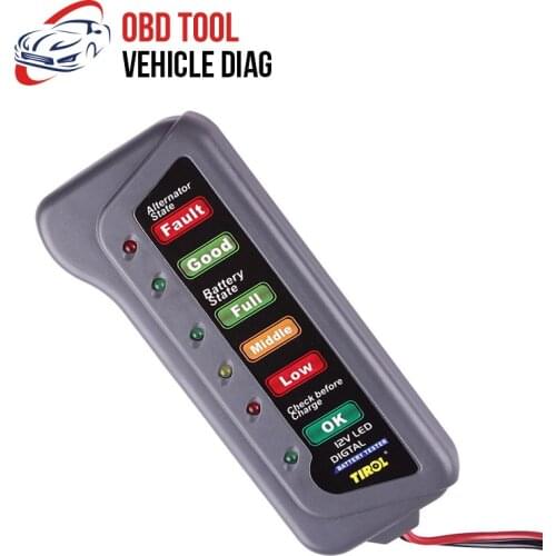 Car Battery Tester 12V Car Batter Capacity Tester 6 LED Lights Display Car Diagnostic Auto Battery Tester Car Tool Herramientas