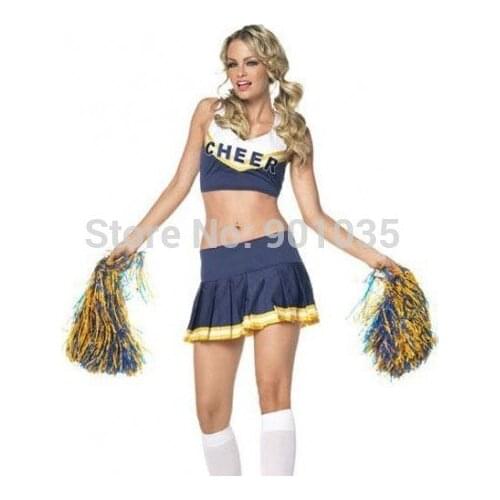 FREE SHIPPING M-XL 8136 Girls Cheerleader Uniform School Girl Costume Full Outfits Fancy Dress Costume