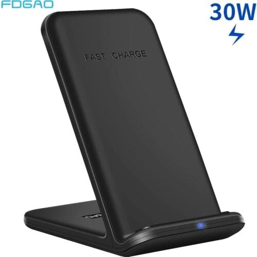 30W Qi Wireless Charger Stand for Samsung S9 S10 S20 Wireless Fast Charge Dock Station Phone Charger For iPhone 12 11 XS XR X 8
