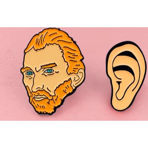 Artist Vincent Van Gogh & Ear Brooches Artist Lapel pins Enamel pins Painting Denim Bags Hats Backpack Jewelry Gift Spille