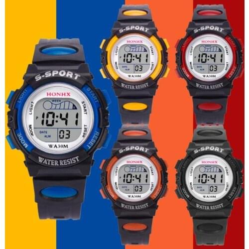 Digital Led Sports Watch Children Boys Waterproof Alarm Date Watch Gift Wristwatches Multifunction Wristwatches