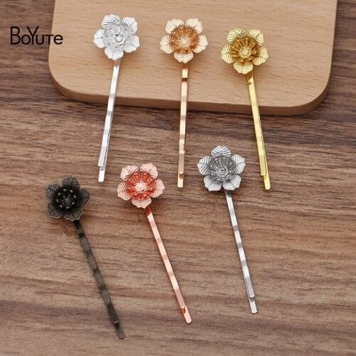 BoYuTe (20 Pieces/Lot) 16*6MM Flower Hairpin Factory Supply Diy Retro Hair Accessories Handmade Materials