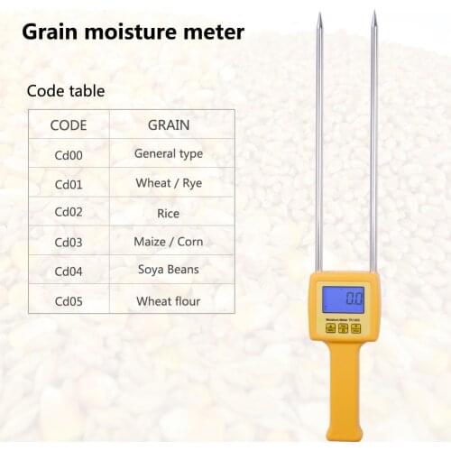 TK100S Grain Moisture Detector Grain Moisture Tester High Performance Moisture Meter for Corn, Wheat, Rice, Beans, Wheat Flour