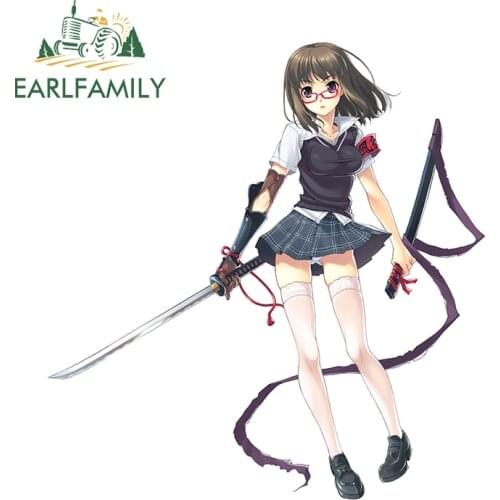 EARLFAMILY 13cm x 12.4cm for Sword Girl Vinyl Car Stickers Vehicle Decal Scratch-Proof Sunscreen Windows Graffiti Decoration