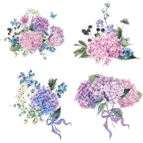 Three Ratels QCF6 Elegant Hydrangea flower Sticker Vinyl PVC Decal for House bedroom Wall Window Door Refrigerator Kitchen