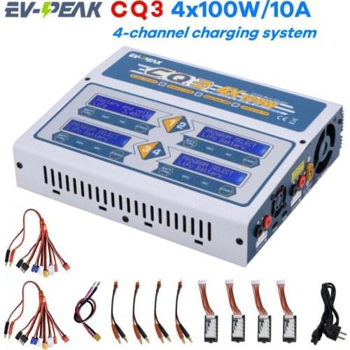 EV-Peak CQ3 AC 110/220V Input 1-6S 4x100W Lipo Battery Balance Charger for RC Airplane Multicopter