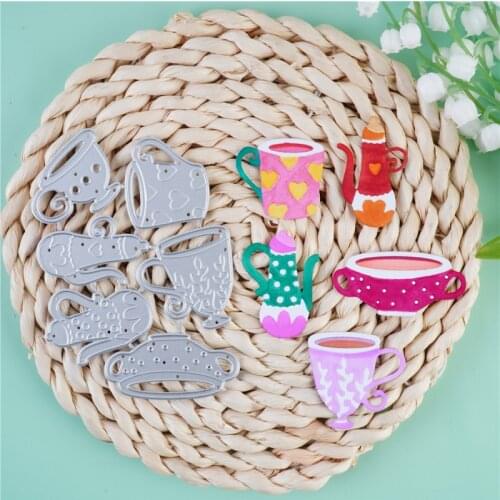 InLoveArts Craft Teapot Cup Metal Cutting Dies Drink Mold Scrapbook Paper Craft Knife Mould Blade Punch Stencils Dies New 2021
