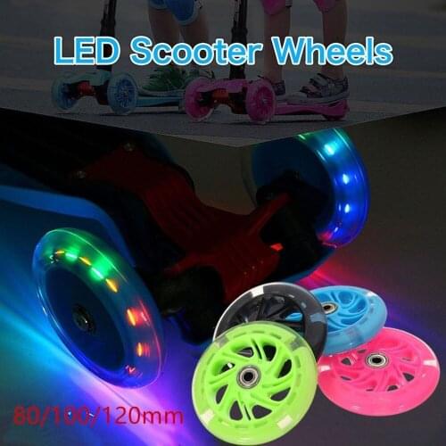 80mm 100mm 120mm Scooter Wheel LED Flash Light Up Scooter Wheel for Scooter Bearings with 5 Colors Light Kid Gifts toys