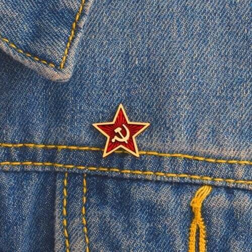 Red Star Hammer Sickle Communism Badges Symbol Pins Badges Brooches Soviet Union Marxism Liberty Equality Logo Jewelry