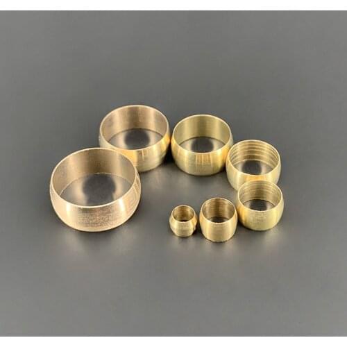 Brass Double Taper Ferrule 10Pcs 4 6 8 10 12 14mm OD Compression Sleeve Seal Ring Fittings Tube Centralized Lubrication System