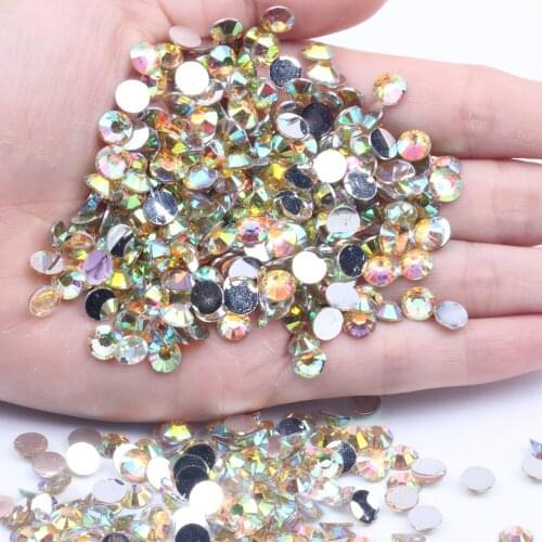 Light Topaz AB Resin Rhinestones Round Flatback Non Hotfix 2mm-6mm For Nails Art Decoration DIY 3D Jewelry Making