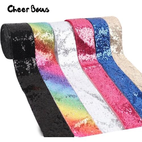 Sequin Ribbon Handmade Colorful Ribbon DIY Hair Accessories 75mm Ribbon Headwear Materials Wedding Party Decoration 2 yards