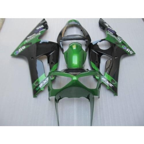 Injection mold full ABS moto part fairing kit for Kawasaki Ninja ZX6R 03 04 green black fairings ZX6R 2003 2004 OT35
