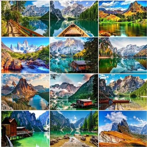 Moutain Lake Mosaic Diamond Painting Landscape Embroidery Diamond Accessories Crafts for Adult Jewel Cross Stitch Complete Kit