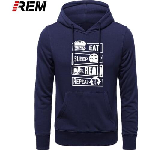 Eat Sleep Read T Shirt Men Style LONG Sleeve Cotton O-neck Fashion Read Book Tops Hoodies, Sweatshirts