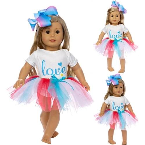 2019 New Colored veil dress Fit for American Girl Doll Clothes 18-inch Doll , Christmas Girl Gift(only sell clothes)