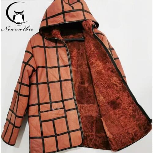 2021 new warm mens fur coat plus hat mens 100% real sheepskin coat, mens suit, leather jacket, thick, size custom