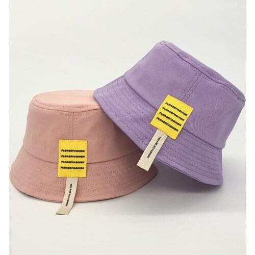 Solid Color Kids Hat Spring New Cloth Label Letter Fisherman Hat Outing Sun Protection Cap Casual Beach Children Bucket Hats