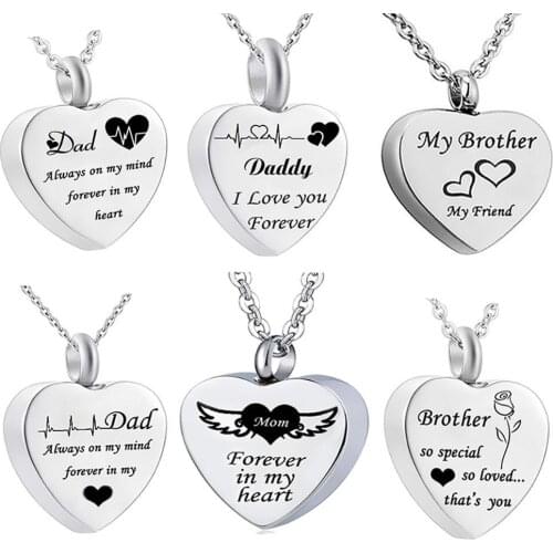 Custom Urn Necklace for Ashes Heart Necklace Stainless Steel Keepsake Memorial pendant for mom,dad, Heart cremation jewelry