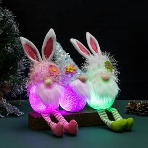 Easter Bunny Decorations Glowing Faceless Doll Bedroom Living Room Desktop Decoration 2021 Hot EVA Easter Doll Cute Rabbit Ears
