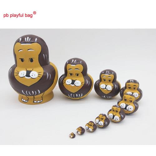 PB Playful bag Ten story lion animal Russian dolls wooden toy set crafts Christmas Valentines Day decorations HG34