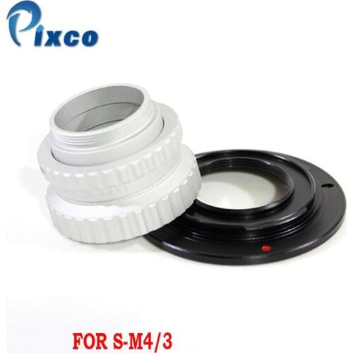 Pixco S-M4/3 Lens Adapter Suit For S Mount Lens to C Mount Camera + C Mount Film Lens to Micro Four Thirds 4/3 Camera