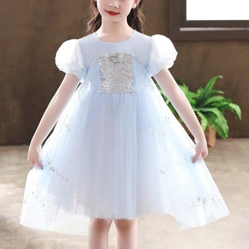 Girls Dress For Kids Elegant Vestido Costumes Wedding Party Causal Frock Flower Beading Gown Princess Summer Girls Clothes