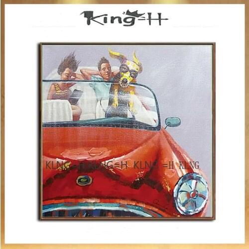 Handmade animals and people driving modern abstract oil paintings popular art deco home sitting room hall hotel large murals