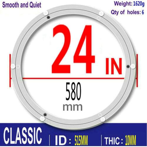 HQ CLASSIC 24 inch 580mm Muted and Smooth Aluminium Alloy Lazy Susan Turntable Swivel Plate Bearing for Dining Table