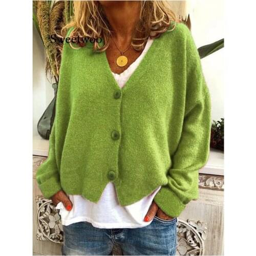 Casual Knit Sweater Coat Women Autumn 2020 Female Elegant Long Sleeve Loose Short Knitted Sweaters Winter Clothes