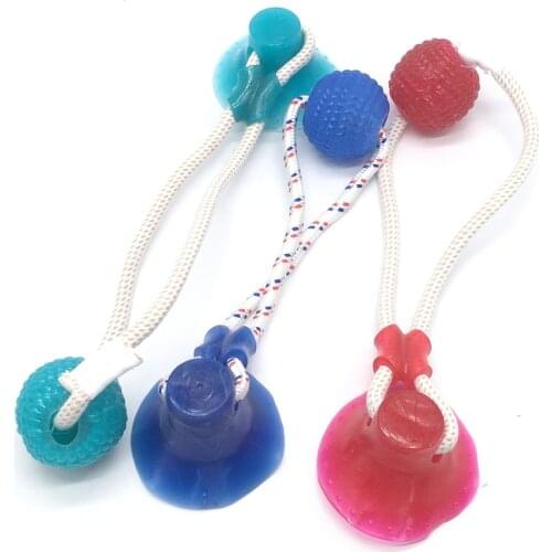 Dog Toys Pet Puppy Interactive Suction Cup Push TPR Ball Toys Molar Bite Toy Elastic Ropes Dog Tooth Cleaning Chewing Supplies