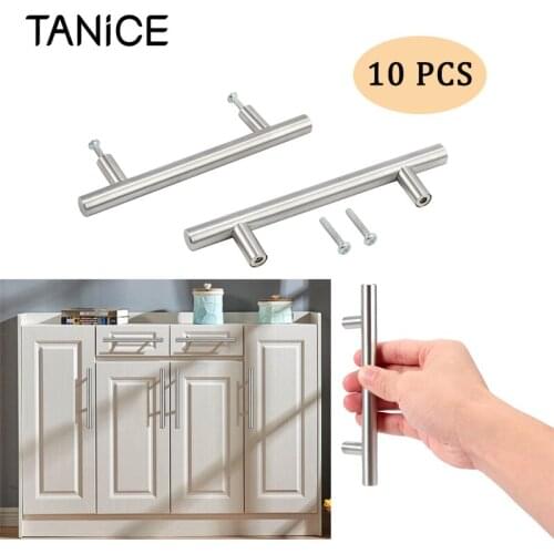 TANiCE 10Pcs 150mm Stainless Steel Handle Bar Kitchen Cabinet Cupboard Door Drawer Handles T Bar Pull door handle Hardware