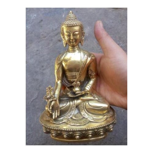 Tibet Brass Buddhism 15cm Medicine Buddha Statue