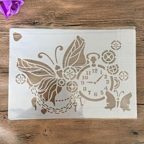 A4 29*21cm Reusable butterfly watch Stencil for DIY scrapbook painting decoration stamping paper card drawing template mold