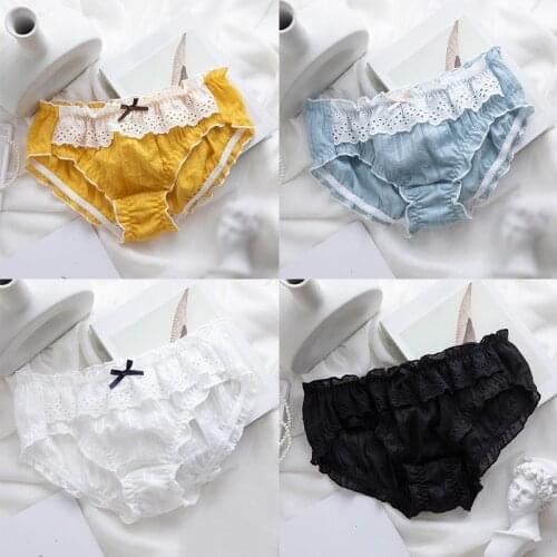 Fashion Ladies Sexy Panties Cotton Panties Retro Embroidery Lace Low Waist Panties