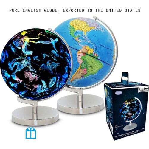 2-in-1 USB 20cm World Earth Globe Constellation Luminous Rotary Map Geography Educational Toy School Teaching Material Gift