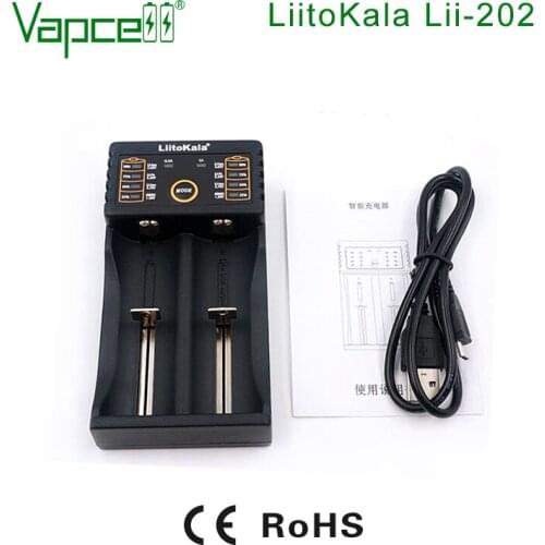 Vapcell battery charger Liitokala Lii-202 for 26650 21700 20700 18650 18350 14500 li ion battery smart charger free shipping