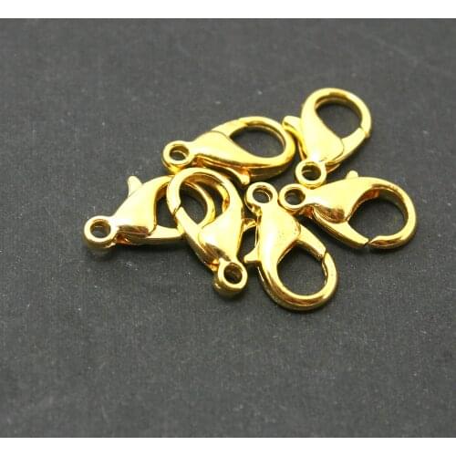 10Pcs/lot Gold Color Zinc Alloy Lobster Claw Clasps for Jewelry Necklaces Bracelet Making, Nickel Free (8x14mm)