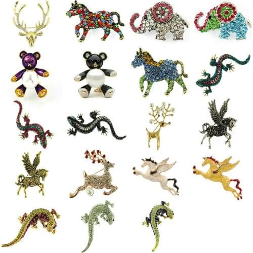 TianBo Lizard Rhinestone Brooch Pin Women Geckos Animal Pins and Brooches Clothes Jewelry Vintage Metal Brosch