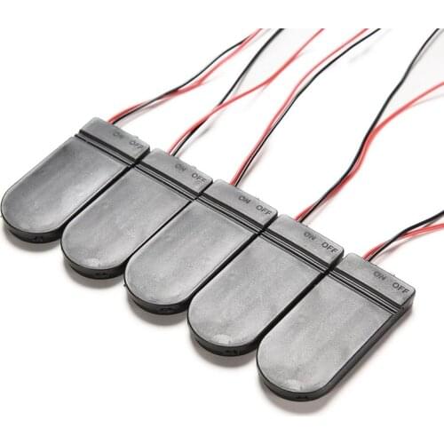 1/2/5Pcs Black 6V Hold 2x CR2032 Button Coin Cell Battery Holder Case Storage Black Box 6V Wire Lead ON/OFF Switch
