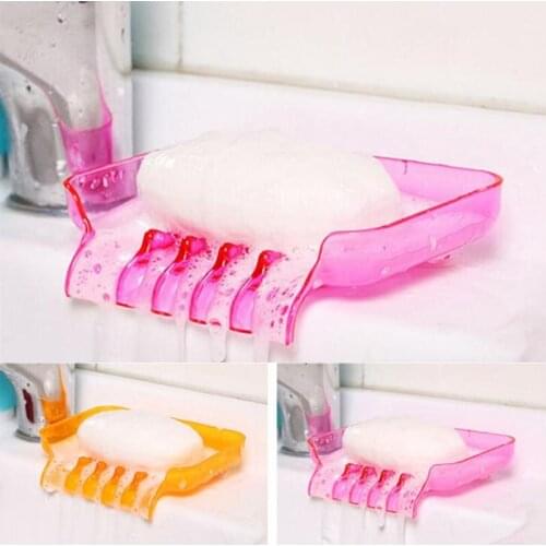 1Pc Soap Storage Box Water Drain Sponge Holder For Kitchen Double Sucker Bathroom Kitchen Organizer