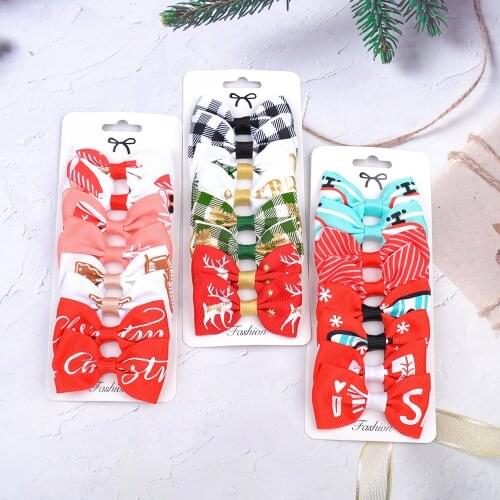 20 Sets/Lot, 2.95 Inch New Christmas Hair Bows Party Decoration Fashion New Year Hair Clips For Girls Bowknot Hair Accessories