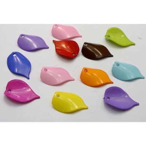 200 Mixed Bubblegum Color Acrylic Leaf Charm Pedants 20X13mm