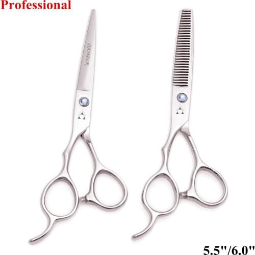 5.5 6.0 Hair Scissors Left Hand Professional Hairdressing Scissors Barber Scissor Set Thinning Hair Cut Shears Hairdresser 8001
